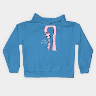 Pink giraffe flamingo illustration Kids Hoodie